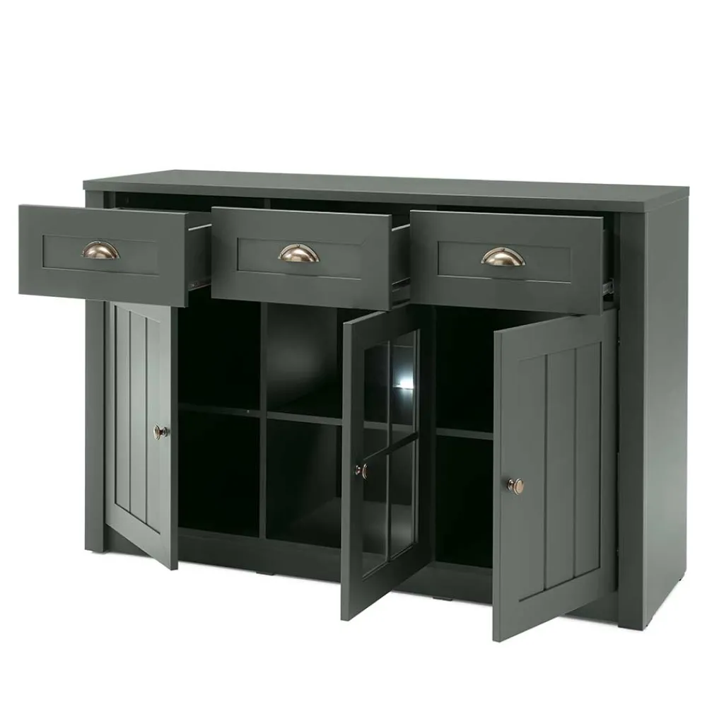 Wohnen Sideboards<130cm Landhaus Sideboard in Dunkelgrün - Niestov