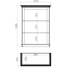 Wohnen Wohnwände<356cm Landhaus Wohnwand Set - Diatara (dreiteilig)