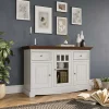 Wohnen Sideboards<130cm Landhauskommode mit Glaseinsatz - Manipur
