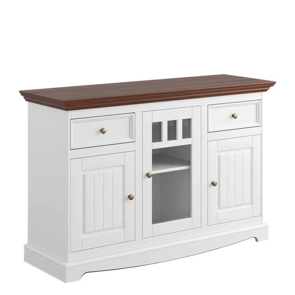 Wohnen Sideboards<130cm Landhauskommode mit Glaseinsatz - Manipur