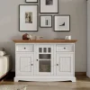 Wohnen Sideboards<130cm Landhaus-Kommode mit Glaseinsatz - Bordona