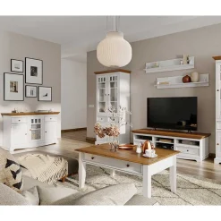 Wohnen Sideboards<130cm Landhaus-Kommode mit Glaseinsatz - Bordona