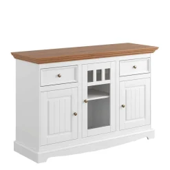 Wohnen Sideboards<130cm Landhaus-Kommode mit Glaseinsatz - Bordona