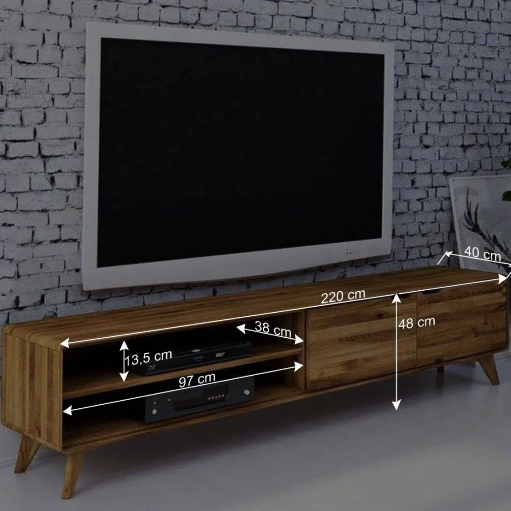Wohnen Tv & Hifi-Möbel|Lowboards<220cm lange TV Kommode aus Wildeiche - Eavy