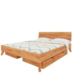 Wohnen Betten<220cm langes Bett aus geölter Kernbuche - Junola VI