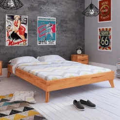 Wohnen Betten<190cm langes Kernbuche Bett ohne Kopfteil - Junola I