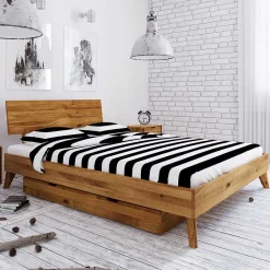 Wohnen Betten<210cm langes Stauraumbett aus Wildeiche - Eavy