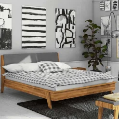Wohnen Betten<220cm langes Wildeiche Bett im Retrostil - Hardus