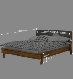 Wohnen Betten<220cm langes Wildeiche Bett im Retrostil - Hardus