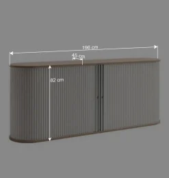 Wohnen Sideboards<196cm Rollladen Sideboard in Weiß Eiche - Bassy