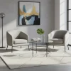 Wohnen Tische<60cm runder Couchtisch mit Glasplatte - Prakto