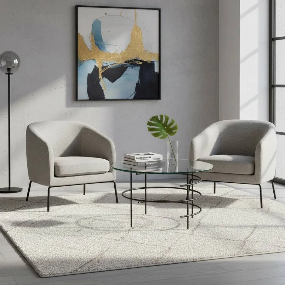 Wohnen Tische<60cm runder Couchtisch mit Glasplatte - Prakto