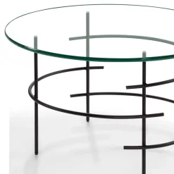 Wohnen Tische<60cm runder Couchtisch mit Glasplatte - Prakto