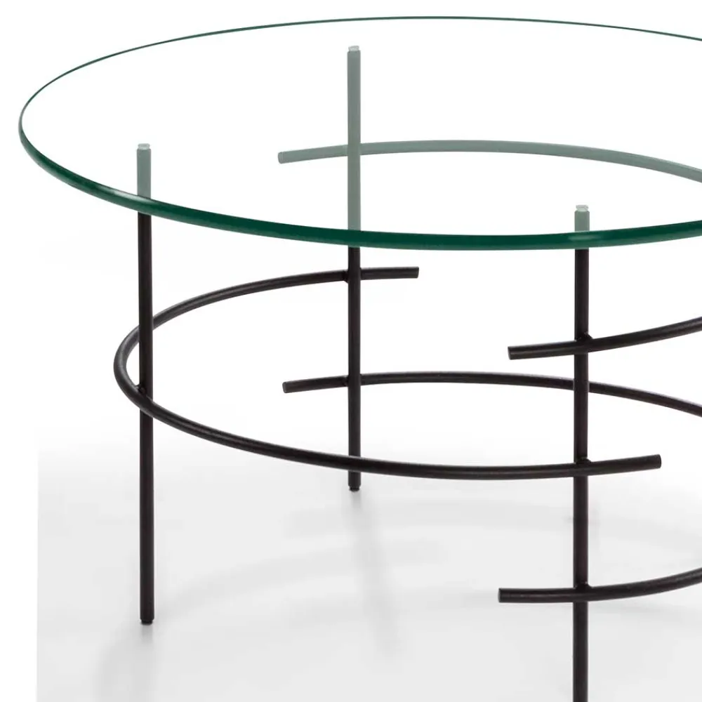 Wohnen Tische<60cm runder Couchtisch mit Glasplatte - Prakto