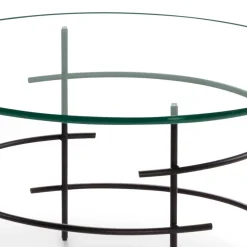 Wohnen Tische<60cm runder Couchtisch mit Glasplatte - Prakto