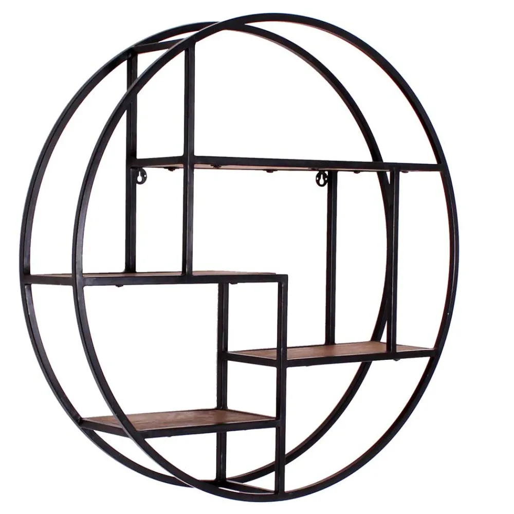 Wohnen Regale<75cm rundes Hängeregal aus Metall & Holz - Mendoza
