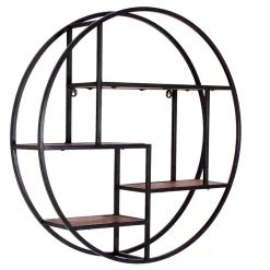 Wohnen Regale<75cm rundes Hängeregal aus Metall & Holz - Mendoza