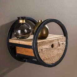 Wohnen Regale<30cm Rundes Wandregal mit Schublade - Ultina
