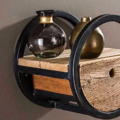 Wohnen Regale<30cm Rundes Wandregal mit Schublade - Ultina