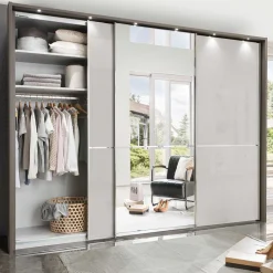 Wohnen Kleiderschränke|Schränke<250cm Schlafzimmer Schrank 3-türig - Bassi