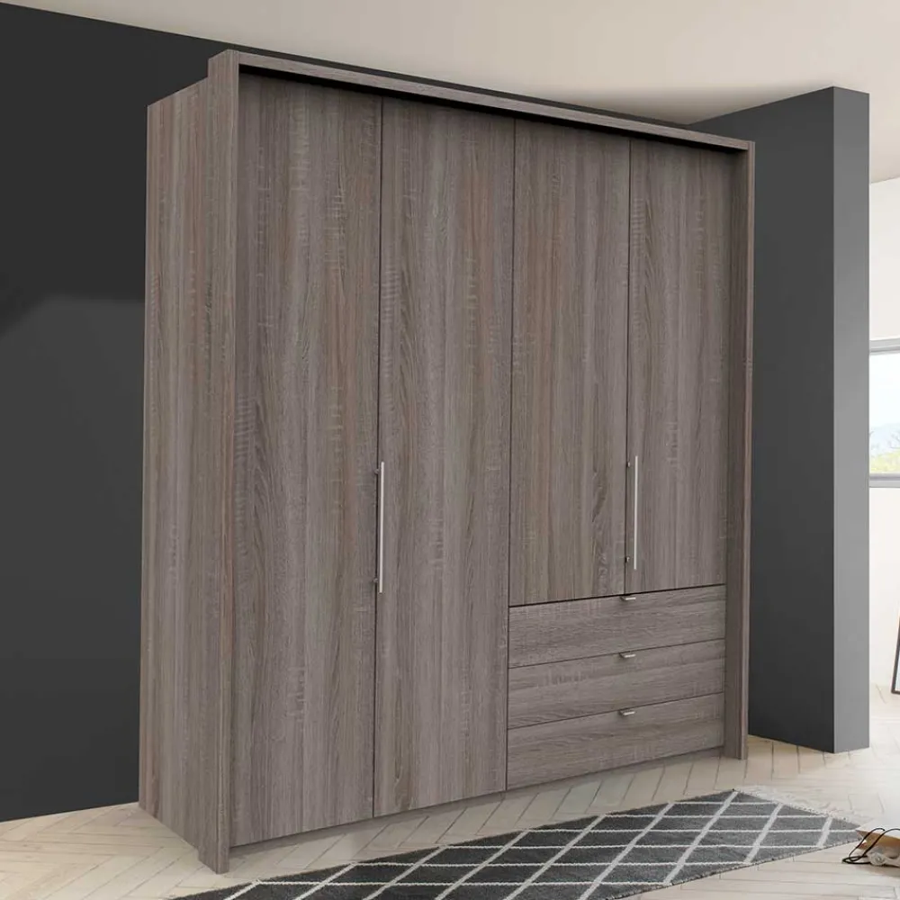 Wohnen Kleiderschränke|Schränke<200cm Schlafzimmerschrank mit Folierung Holzoptik - Crenba