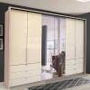 Wohnen Kleiderschränke|Schränke<300cm 3-türiger Falttürenschrank mit Spiegel - Rativian
