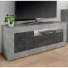 Wohnen Tv & Hifi-Möbel|Lowboards<138cm TV Bank in Dunkelgrau & Beton Grau - Uxena