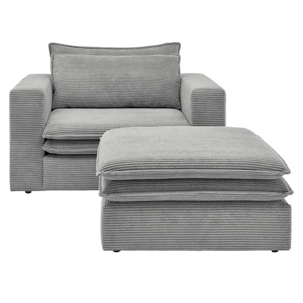 Wohnen Sessel<Cord Polstersessel mit Hocker Set - Tessina (zweiteilig)