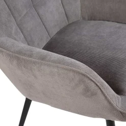 Wohnen Sessel<Cordsessel und Fußhocker in Grau - Zoryano (zweiteilig)