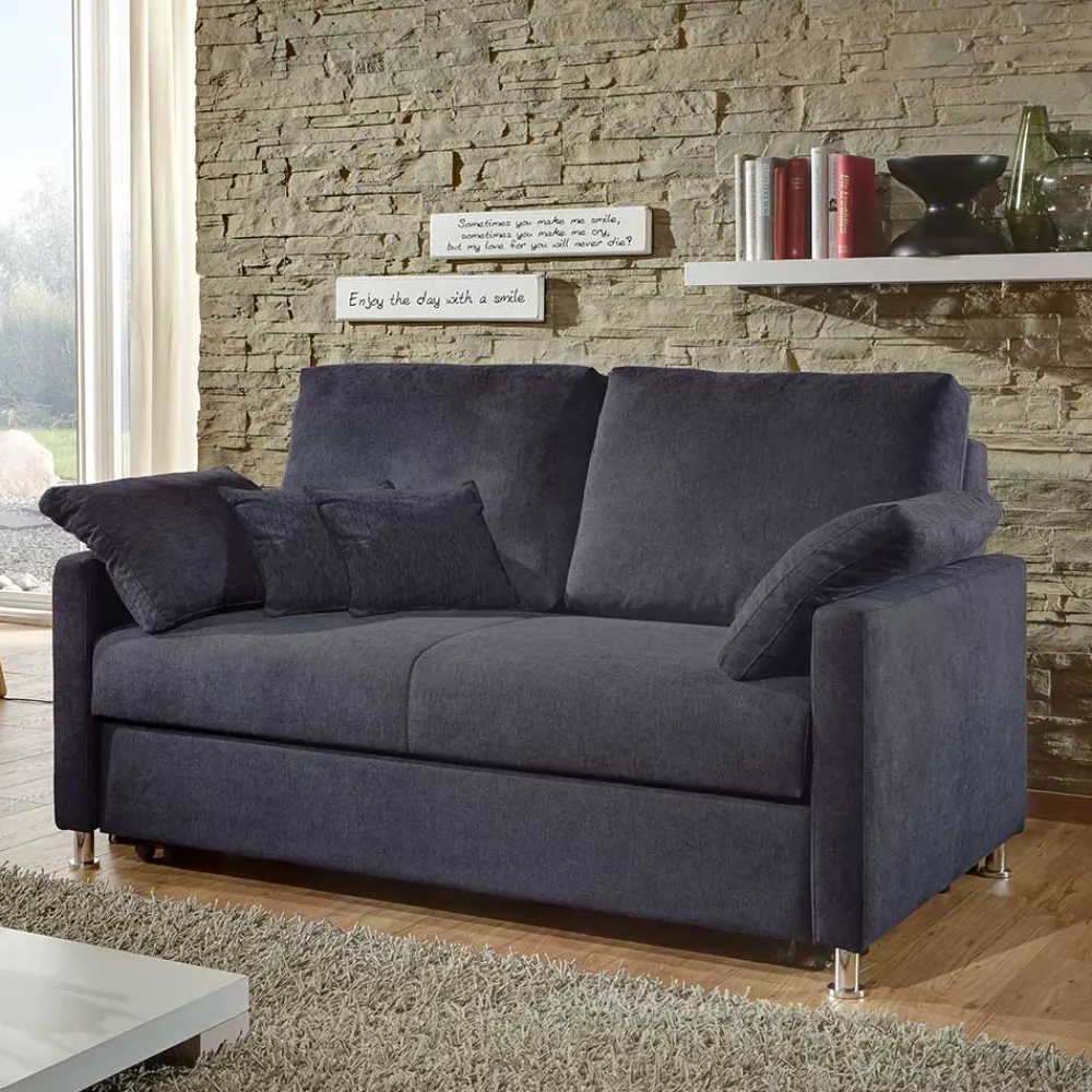 Wohnen Sofas<Couch mit Bettfunktion in Dunkelblau - Casbella