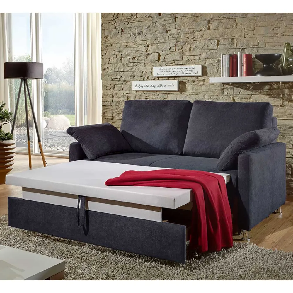 Wohnen Sofas<Couch mit Bettfunktion in Dunkelblau - Casbella