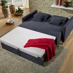 Wohnen Sofas<Couch mit Bettfunktion in Dunkelblau - Casbella