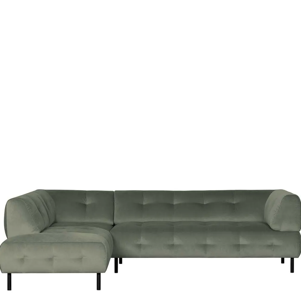 Wohnen Sofas<Couchecke in Graugrün Samt - Belinda