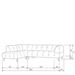 Wohnen Sofas<Couchecke in Graugrün Samt - Belinda