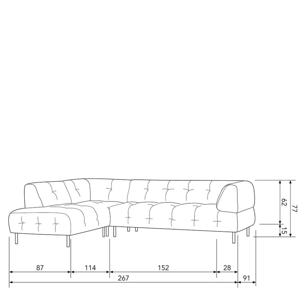 Wohnen Sofas<Couchecke in Graugrün Samt - Belinda