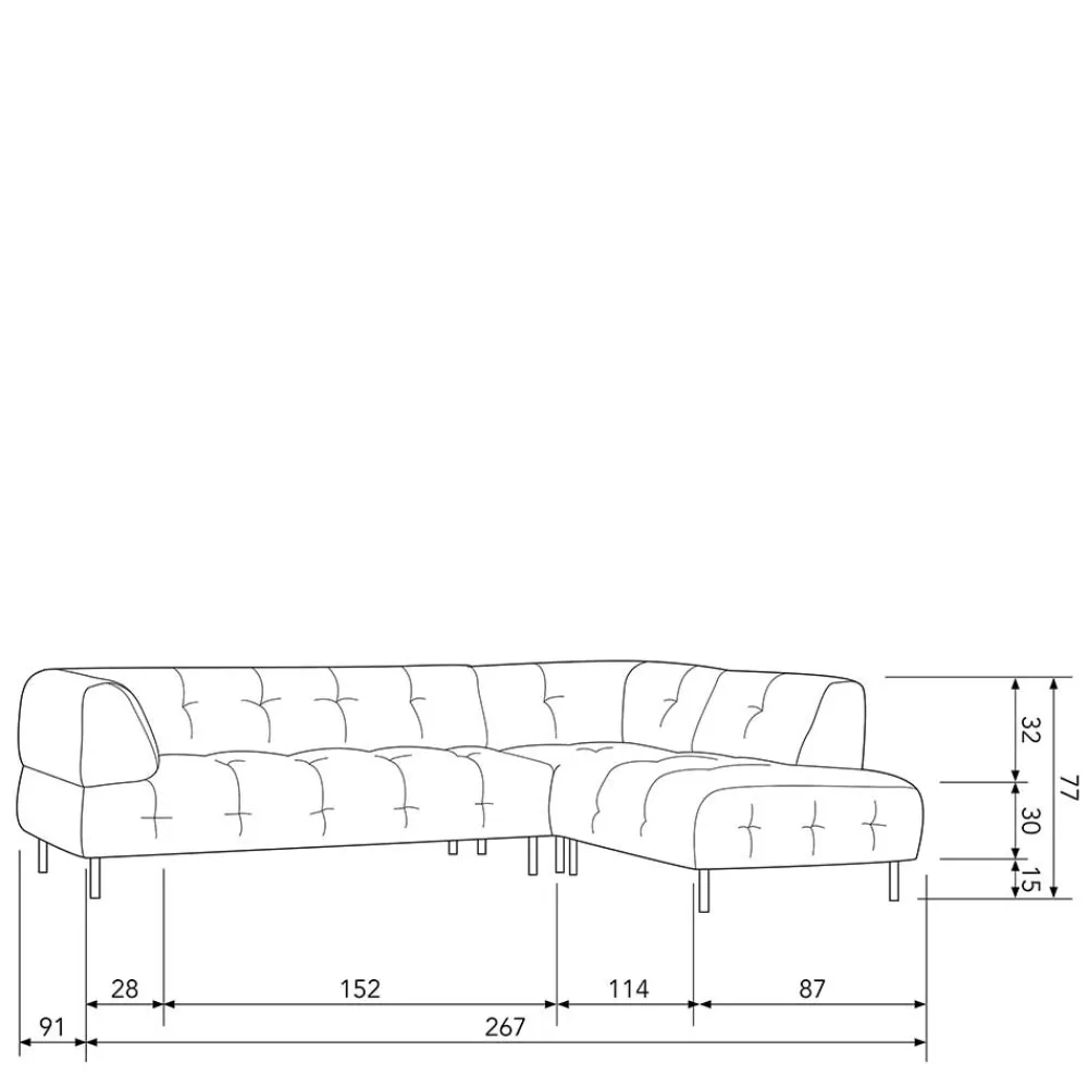 Wohnen Sofas<Couchecke in Graugrün Samt - Belinda
