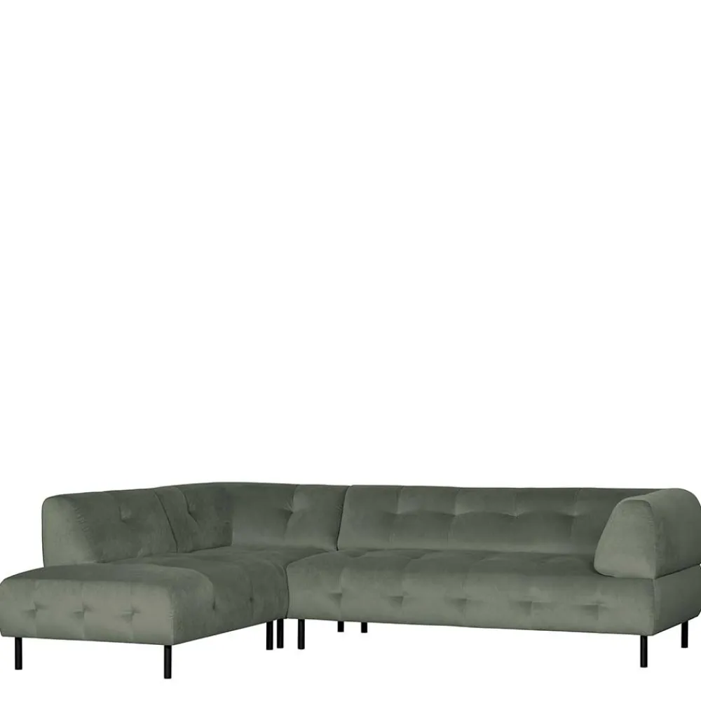 Wohnen Sofas<Couchecke in Graugrün Samt - Belinda