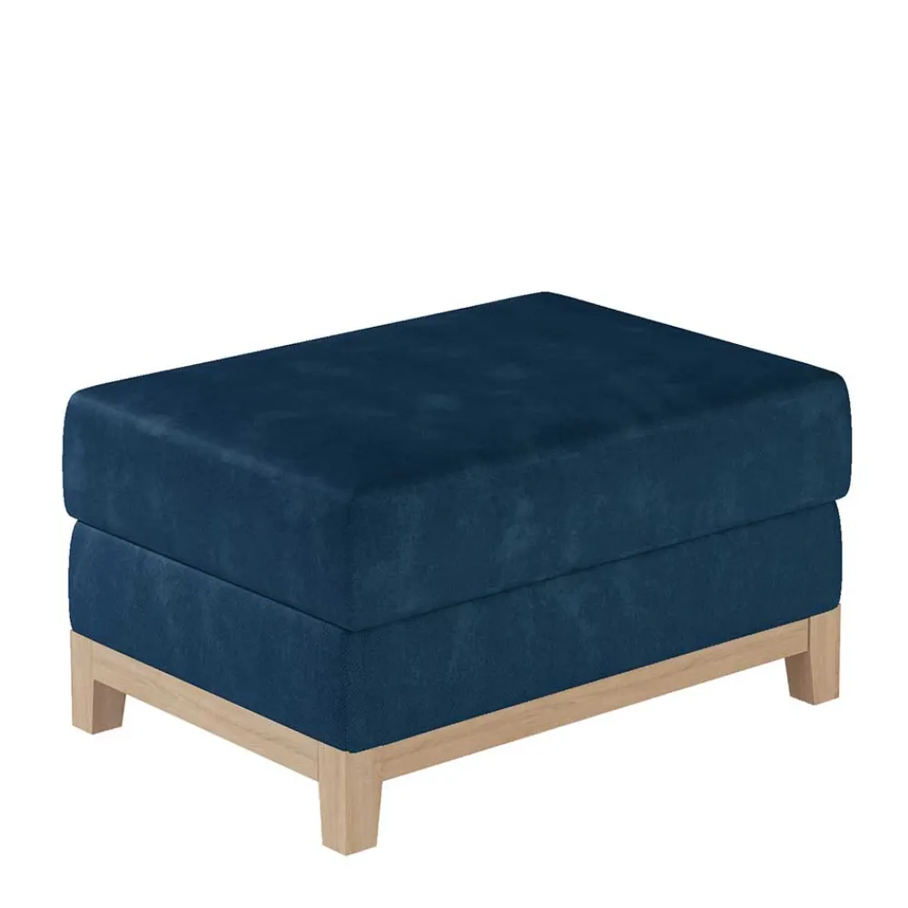 Wohnen Hocker<Couchhocker in Dunkelblau Velours - Tadeuz