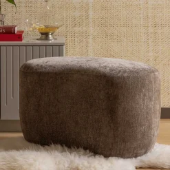 Wohnen Hocker<Couchhocker in Taupe Chenille - Fridelia