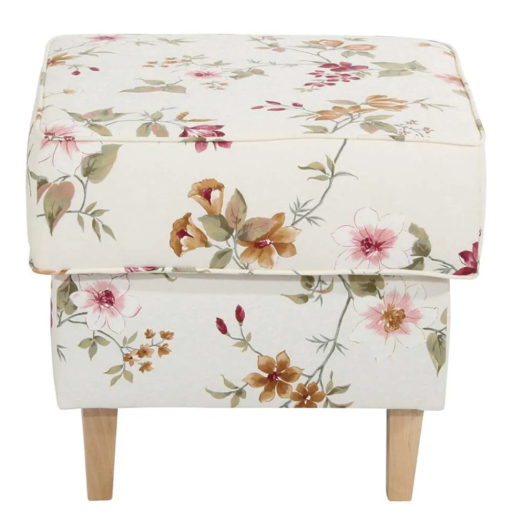 Wohnen Hocker<Couchhocker in Weiß mit Blumen Muster - Salines