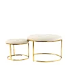 Wohnen Hocker<Couchhocker Set in Cremeweiß mit Gold - Gauri (zweiteilig)