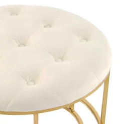 Wohnen Hocker<Couchhocker Set in Cremeweiß mit Gold - Gauri (zweiteilig)