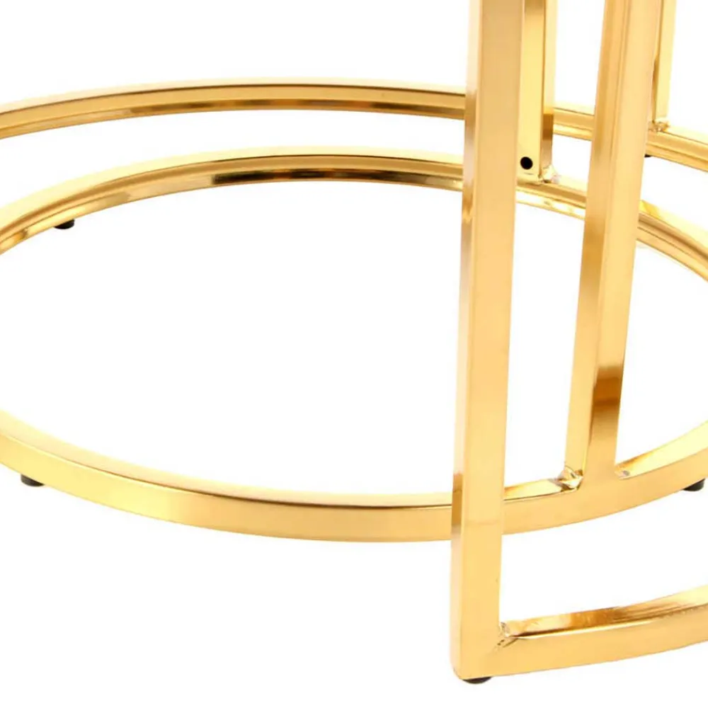 Wohnen Hocker<Couchhocker Set in Cremeweiß mit Gold - Gauri (zweiteilig)