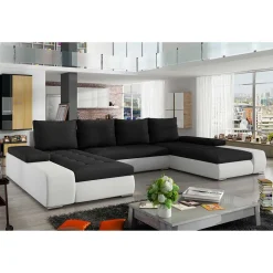 Wohnen Sofas<Couchlandschaft in Schwarzbraun und Weiß - Trioto