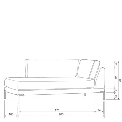 Wohnen Sofas<Couchmodul Lounge rechts in Hellgrau - Horedion