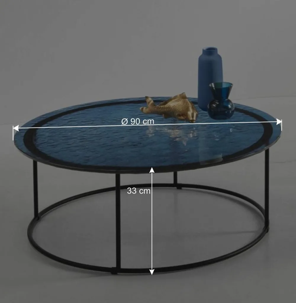 Wohnen Tische<Couchtisch in Blau Strukturglas - Neive