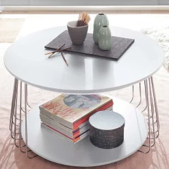 Wohnen Tische<Couchtisch in Mattweiß mit Chrom - Rosibla