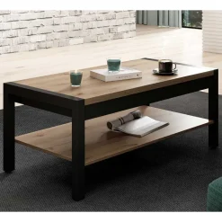 Wohnen Tische<Couchtisch mit Ablage in Wildeiche Holzoptik - Zavorra