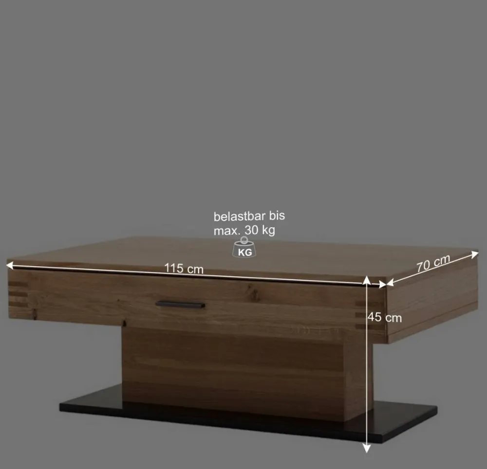 Wohnen Tische<Couchtisch mit Säulenfuß und Schublade - Crupean
