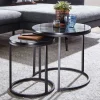 Wohnen Tische<Couchtisch Set in Marmoroptik Schwarz - Melks (zweiteilig)